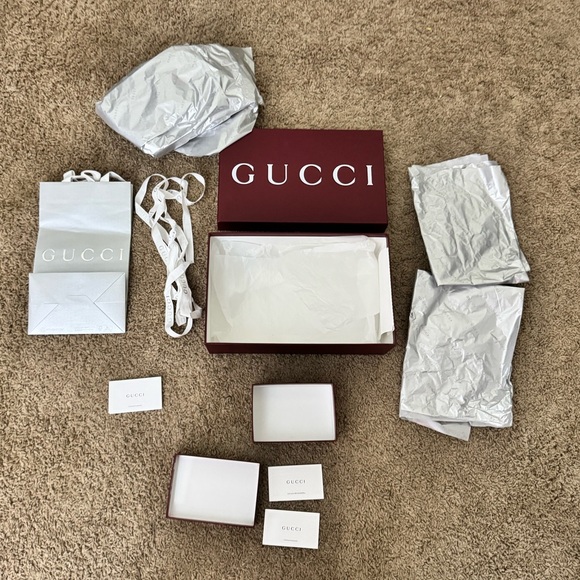 Authentic Gucci empty boxes/bag  packaging bundle in classic burgundy tones. - Picture 2 of 15